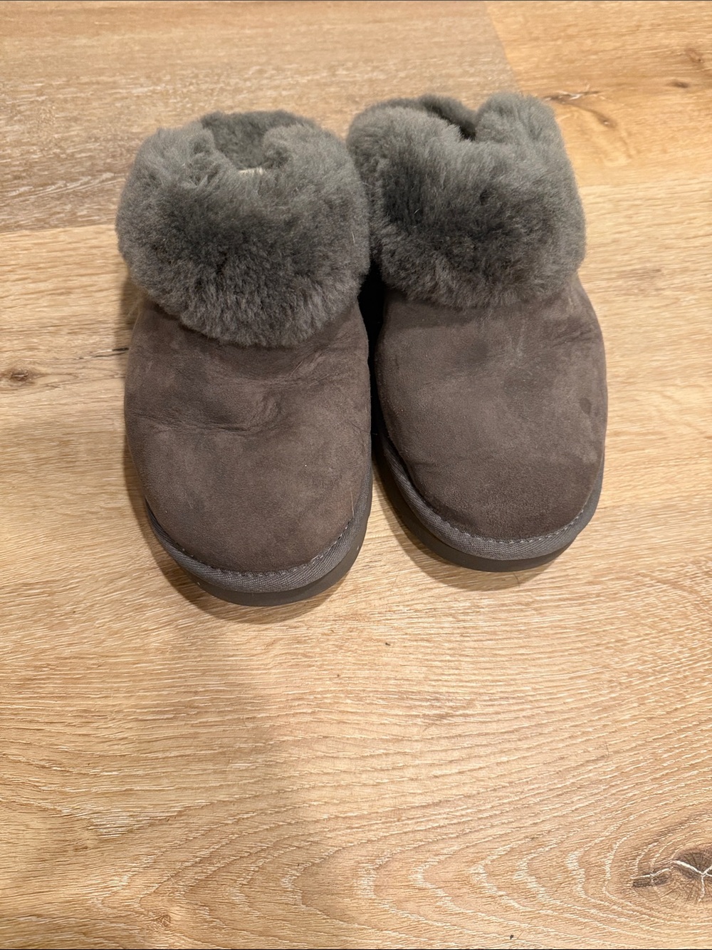 UGG Women's Suede Shearling Clog Mules - Gray